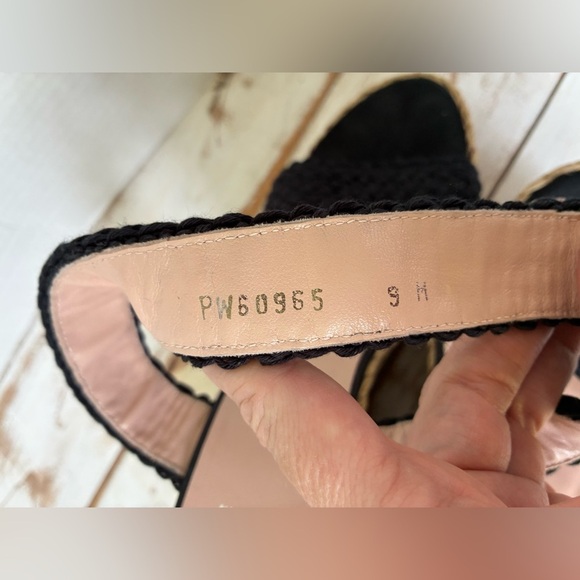 Stuart Weitzman black strappy woven wedge sandals espadrilles sz 9 M EUC heels - Picture 5 of 16